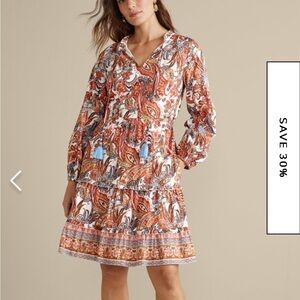 Pretty print dress with tiered skirt